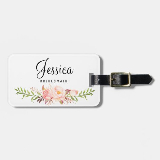 Rustic Peony Floral team bride Bagagelabel (Voorkant horizontaal)