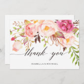 Rustic Peony Floral Wedding Bedankt (Voorkant / Achterkant)