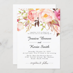 Rustic Peony Floral Wedding Invitation-3 Kaart