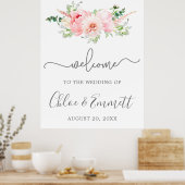 Rustic Peony Mariage Floral Affiche de bienvenue (Cuisine)