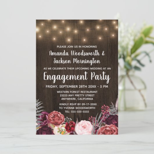 Rustic Peony Marsala Invitations de la partie d'en (Debout devant)