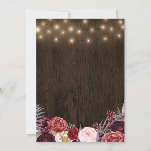 Rustic Peony Marsala Invitations de la partie d'en (Dos)