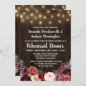 Rustic Peony Marsala Répétition Dîner Invitations (Devant / Derrière)