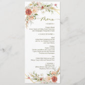 Rustic Peony Rose Terracotta Floral Mariage Menu (Devant)