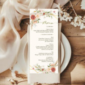 Rustic Peony Rose Terracotta Floral Mariage Menu