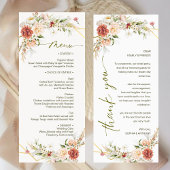 Rustic Peony Rose Terracotta Floral Mariage Menu