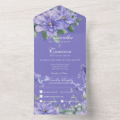 Rustic Peri Flowers & Butterfly Paars Dinner All In One Uitnodiging (Binnen)