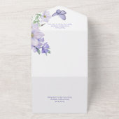 Rustic Periwinkle Flowers & Butterfly White Dinner All In One Uitnodiging (Buitenkant)