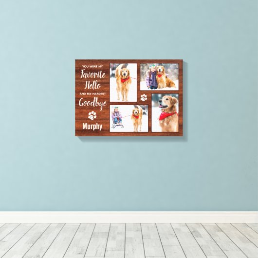 Rustic Personal Pet Memorial Photo Collage Dog Canvas Afdruk (Insitu (Houten vloer))