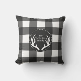 Rustic Personalized Black White Pset Antler Kussen