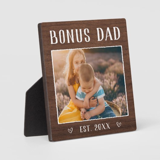 Rustic Personalized Bonus Dad Stepfather Fotoplaat (Voorkant)