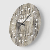 Rustic Personalized Brown Barn Wood Wedding Grote Klok (Hoek)