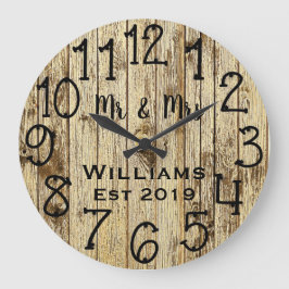 Rustic Personalized Brown Wood Custom Grote Klok