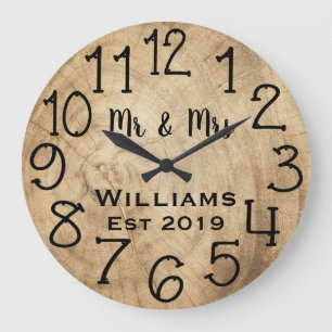 Rustic Personalized Brown Wood Custom Grote Klok