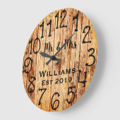 Rustic Personalized Brown Wood Custom Grote Klok (Hoek)