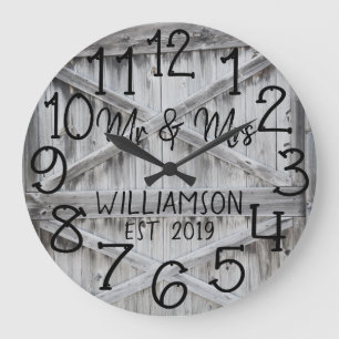 Rustic Personalized Grey Wood Custom Large Clock Grote Klok