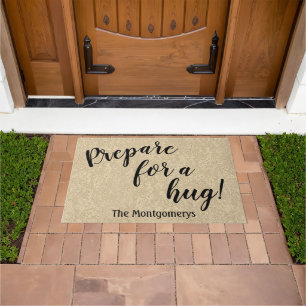 Rustic Personalized Name Fun Prepare for a Hug Deurmat