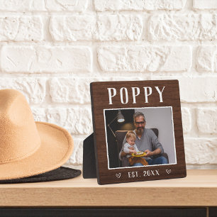 Rustic Persoonlijke foto van Poppy Grandpa Fotoplaat