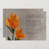 Rustic Peruvian Lily Wedding Invitations Kaart (Voorkant / Achterkant)