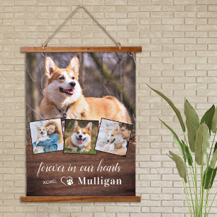 Rustic Pet Dog Memorial past 4 fotocollage aan Hangend Wandkleed