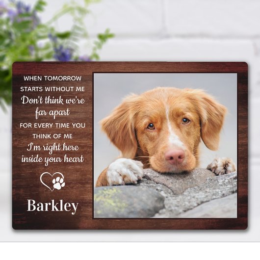 Rustic Pet Dog Memorial Personalized Herdenking Fotoplaat