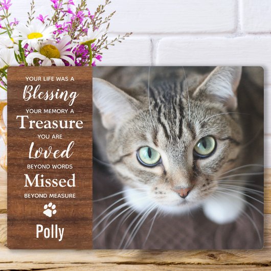 Rustic Pet Loss Cat Memorial Fotoplaat