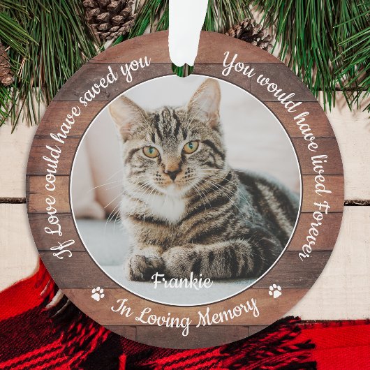 Rustic Pet Memorial Cat 2 Fotosympathie Ornament