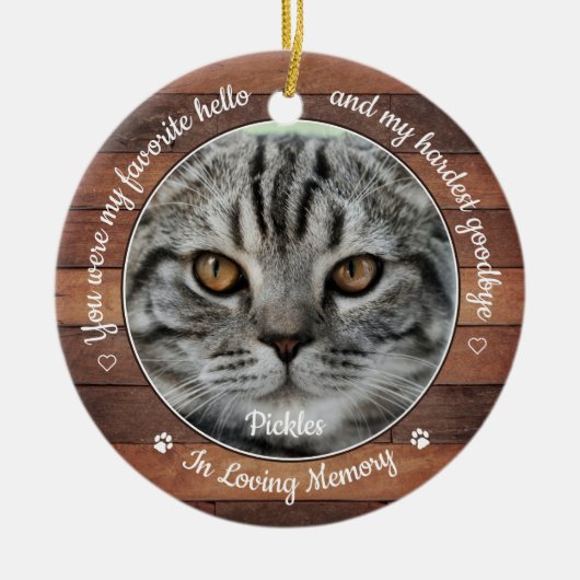 Rustic Pet Memorial Favoriete Hallo Harste afschei Keramisch Ornament (Voorkant)
