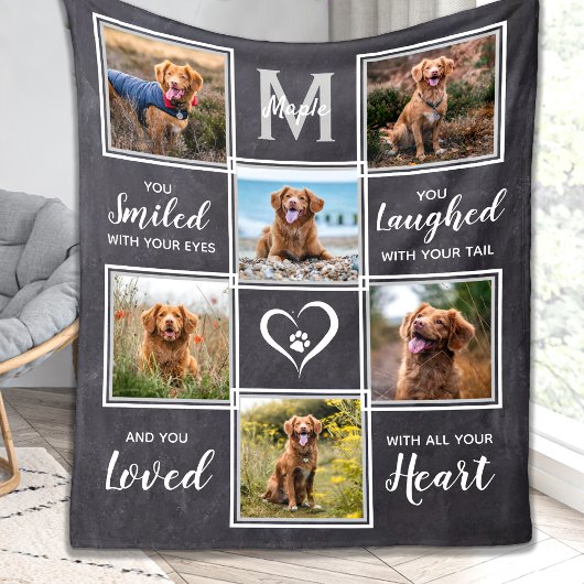 Rustic Pet Memorial Keepomwille Photo Collage Fleece Deken