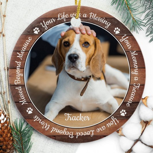 Rustic Pet Memorial Pet Loss Keepomwille Dog Foto Keramisch Ornament