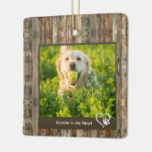 Rustic Pet Memorial Wood Texture Photo Keramisch Ornament (Links)