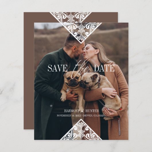 Rustic Pet Photo Lace Effect Whimsical Typography (Voorkant / Achterkant)