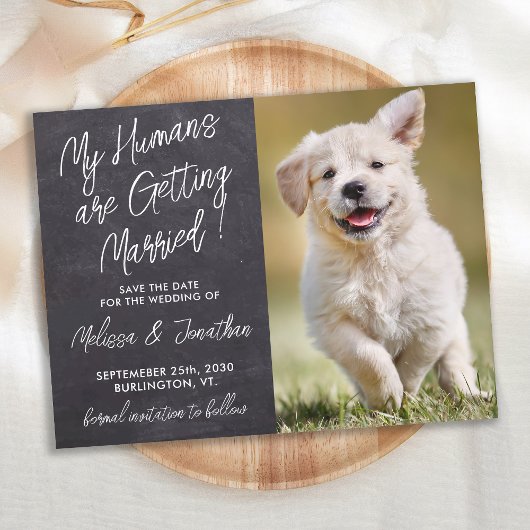 Rustic Pet Wedding Custom Photo Dog Save the Date Aankondigingskaart