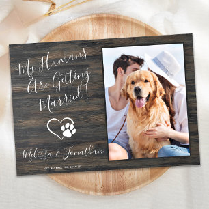 Rustic Pet Wedding Dog Foto QR Code in één keer Kaart