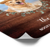 Rustic Pet Wedding Photo Dog Bar Drinken Poster (Hoek)