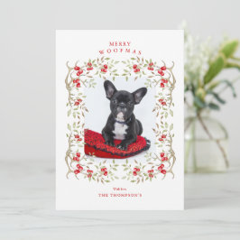 Rustic Pet Woodland Antler en Berry Wreath Photo Feestdagenkaart