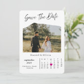 Rustic Photo Calendar Save The Date Card (Debout devant)