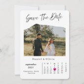 Rustic Photo Calendar Save The Date Card (Devant)