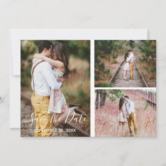 Rustic Photo Collage Enregistrer La Carte Date (Devant)