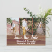 Rustic Photo Collage Enregistrer La Carte Date (Debout devant)