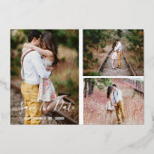 Rustic Photo Collage Enregistrer La Carte Date (Recto)