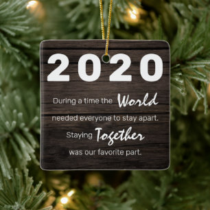 Rustic Photo Covid Herdenking kerstboom Keramisch Ornament