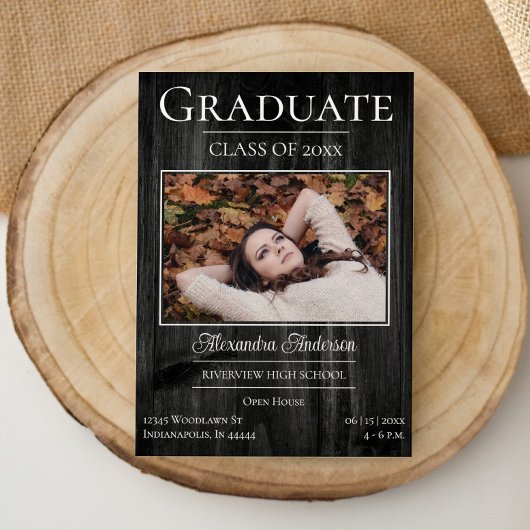Rustic Photo Graduation Open House Invitation