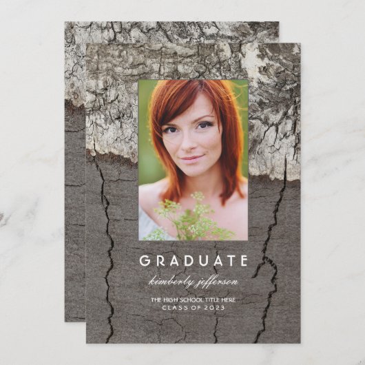 Rustic Photo Graduation Party et Faire-part (Devant / Derrière)