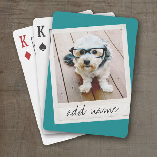Rustic Photo Lijst met Square Instagram en Blauwgr Pokerkaarten