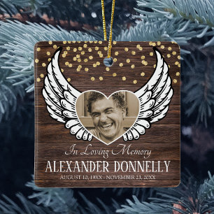 Rustic Photo Memorial Kerstangel Keramisch Ornament