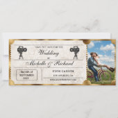 Rustic Photo Movie Ticket Bewaar de Datum Kaart (Voorkant)