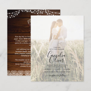 Rustic Photo Overlay Lace Wood Jars Wedding Invite