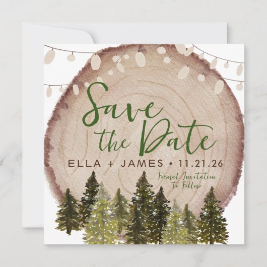 Rustic Photo Wedding Save the Date Invitation Kaart (Voorkant)