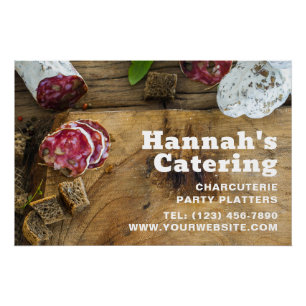 Rustic Photo Wooden Board Charcuterie Catering Perfect Poster